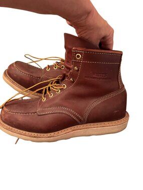 White’s Boots Mens Perry 6" Moc-toe Work Boots Size 9D Reddish Brown Leather USA